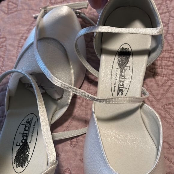 Featherlite Ballroom Dance Shoes - 9 Narrow - Carol White Satin, 1.3" Heel - Picture 7 of 14